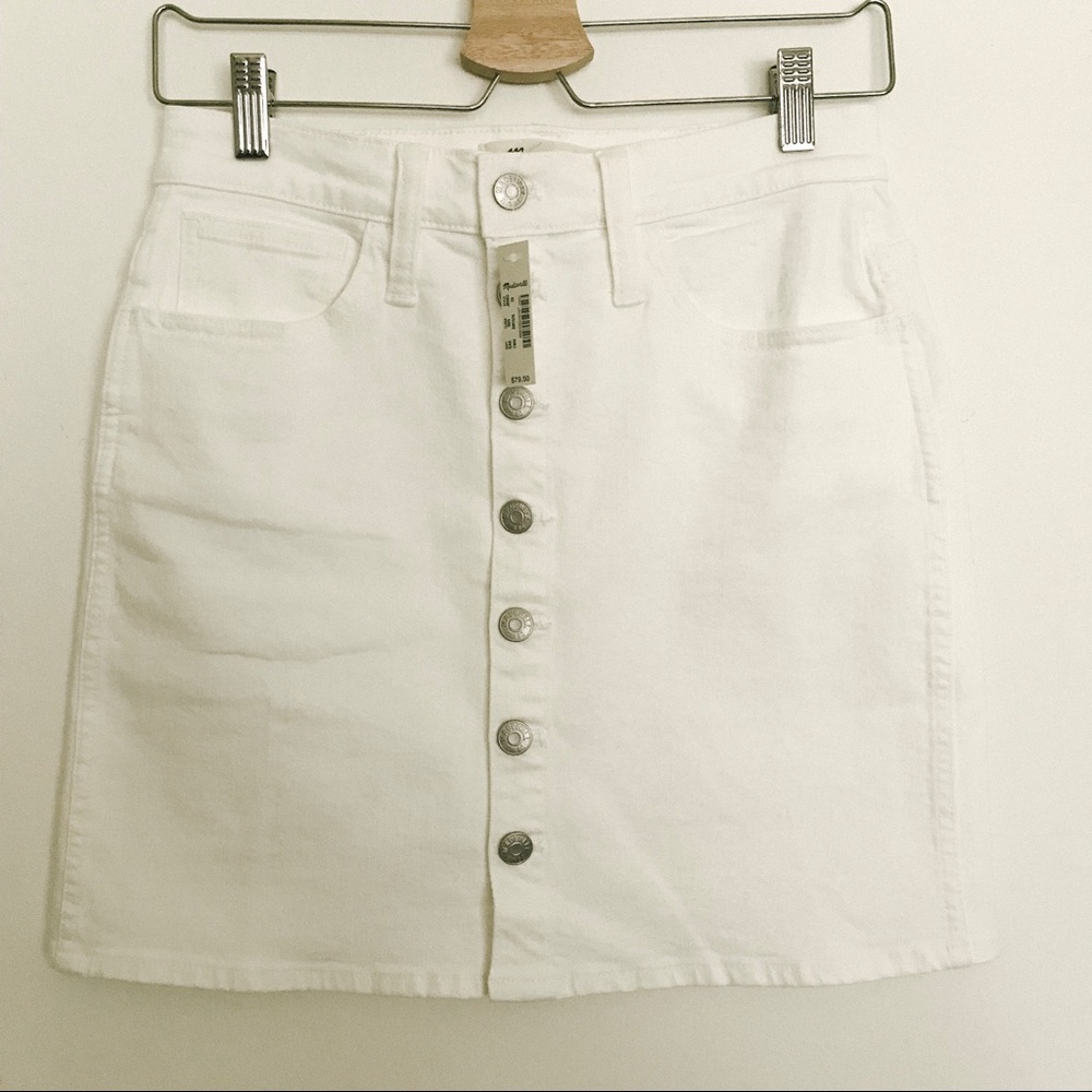 NWT MADEWELL white denim skirt
